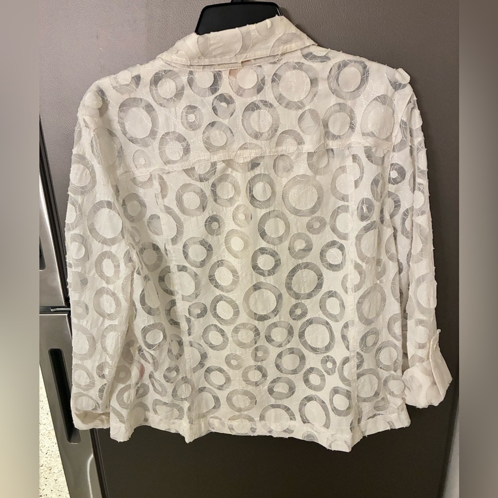 Ruby Red Women Blouse White Circle Burnout Button Up 16 Boxy Cottagecore Capsule - Picture 2 of 11